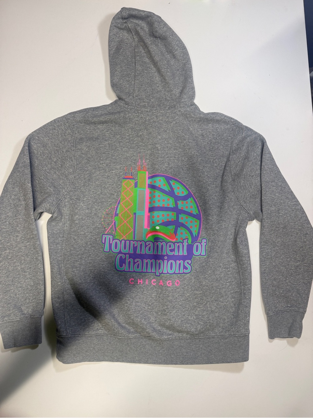 Nike Gray Hoodie with Green & Purple Tournament Graphic - Picture 7 of 7